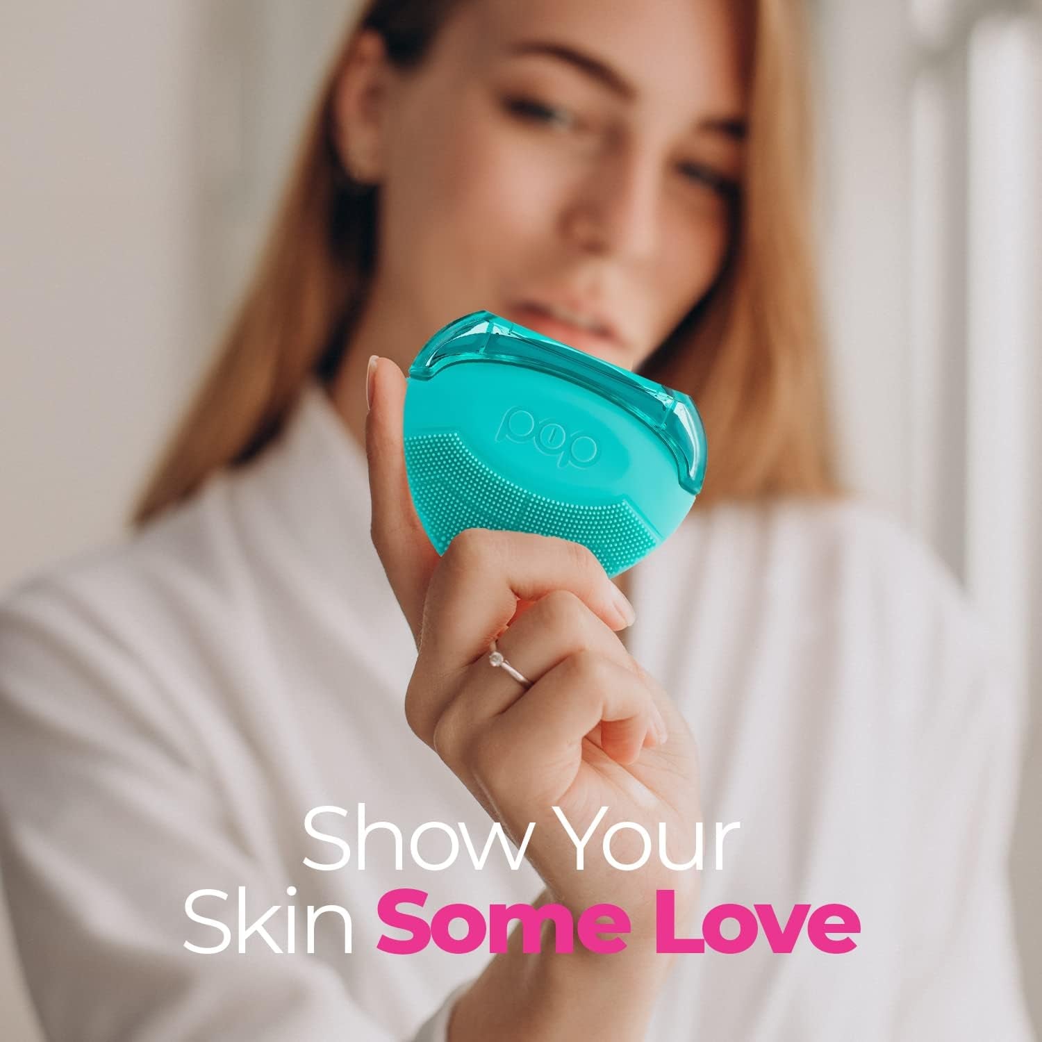 Pop Sonic Strawberry 3-in-1 Skin Exfoliating Cleanser (Turquoise) | Cleanse, Massage & Exfoliate Face & Body