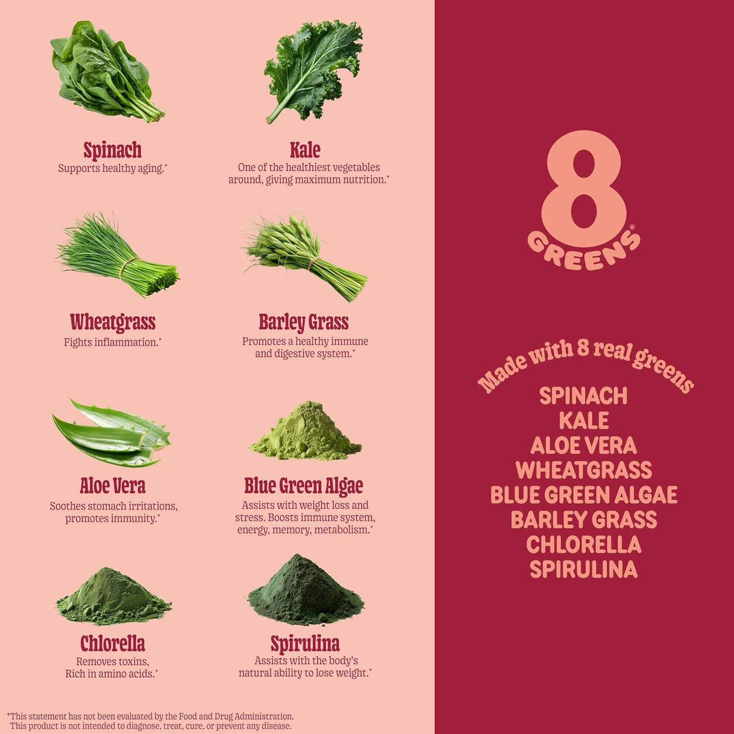 8Greens Supergreens Gummies - Peach Flavor, 50 Gummies