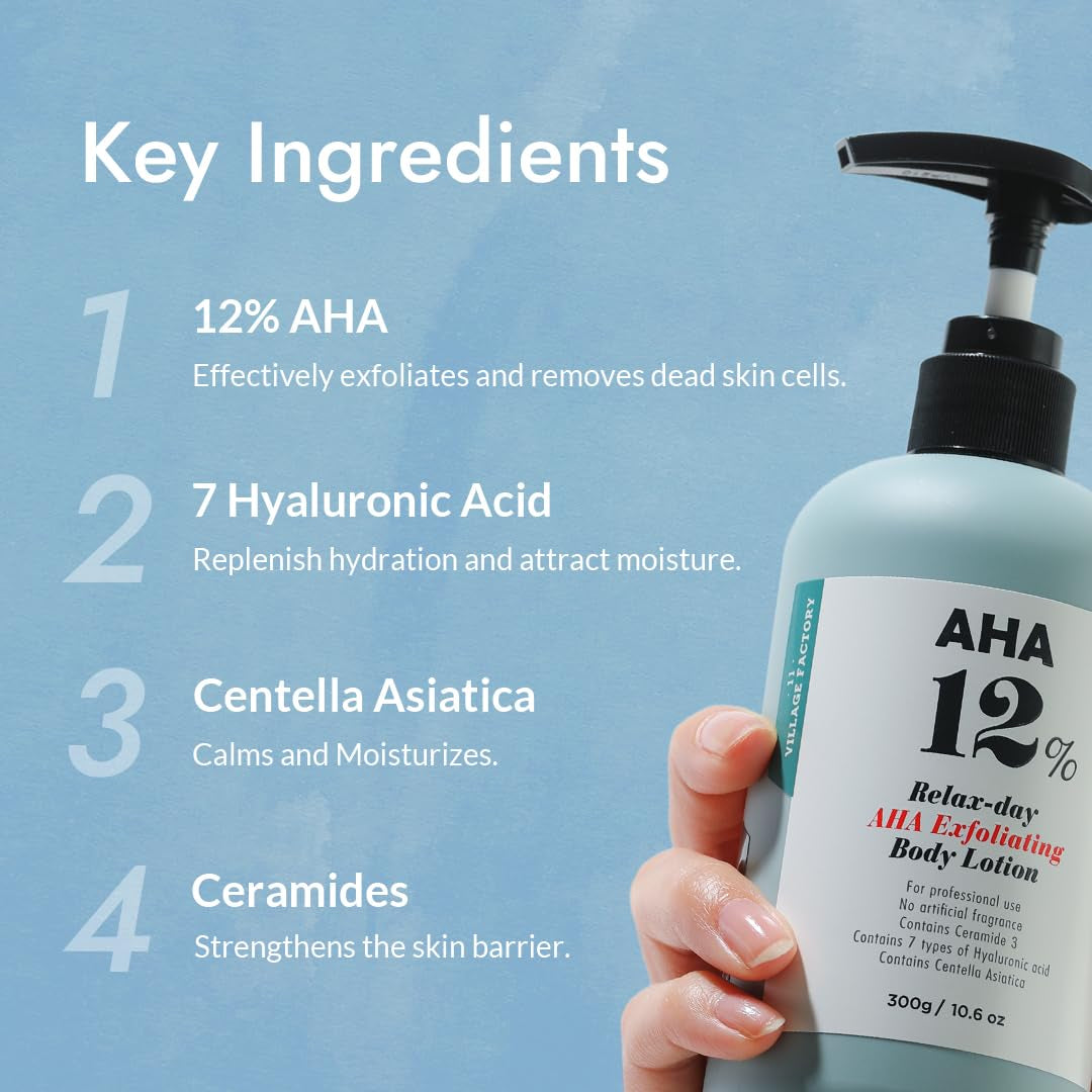 VILLAGE11FACTORY AHA 12% | Relax-day AHA Exfoliating Body Lotion – 300g