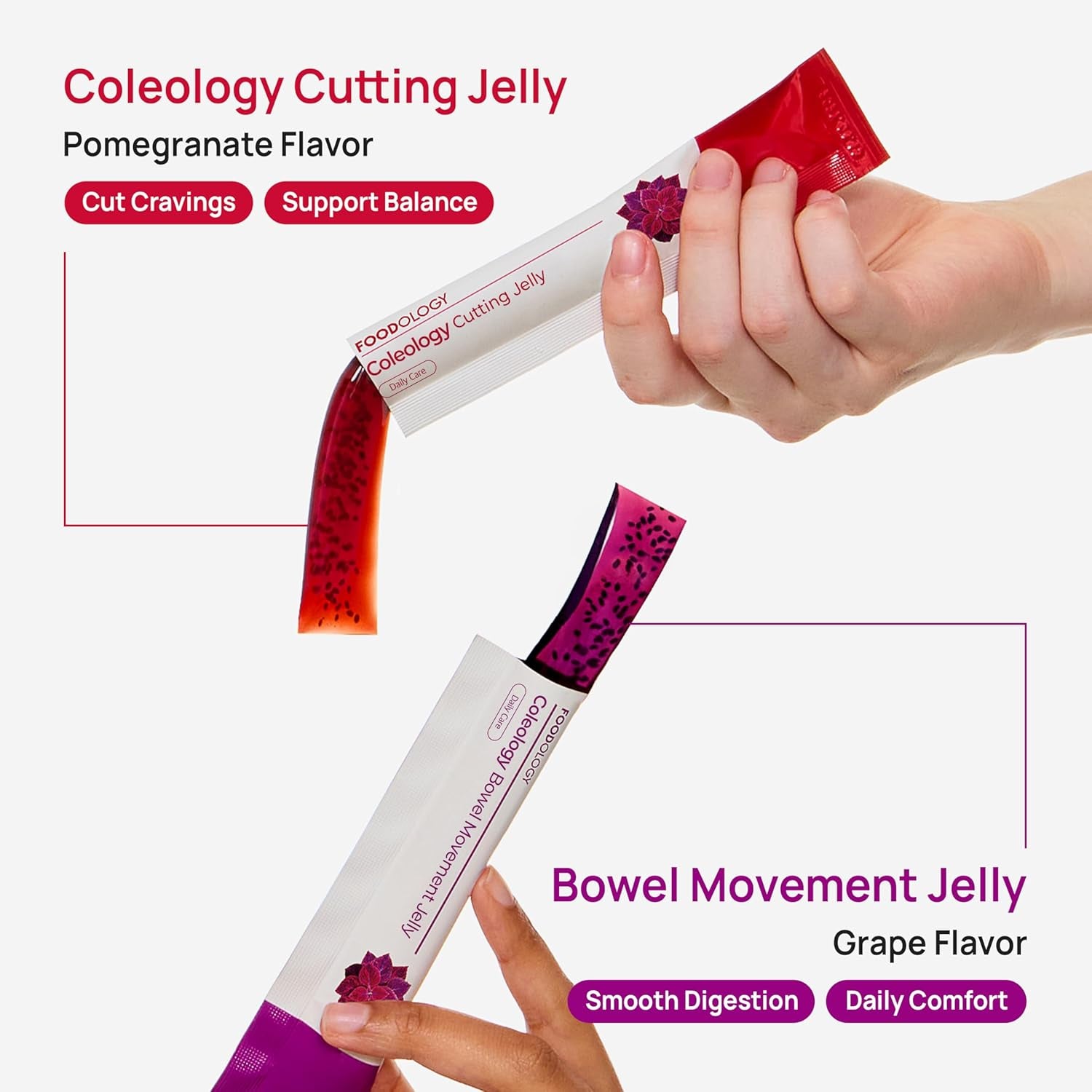 Coleology Bowel Movement Jelly – Fiber Supplement for Bloating Relief & Gut Cleanse - Grape & Prune - Garcinia Cambogia, Collagen, Chia Seeds (10 Counts, Grape & Prune)