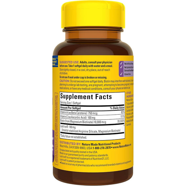 Nature Made Hair Growth Softgels – 30 Softgels | Clinically Proven Formula for Thicker, Fuller Hair in 12 Weeks