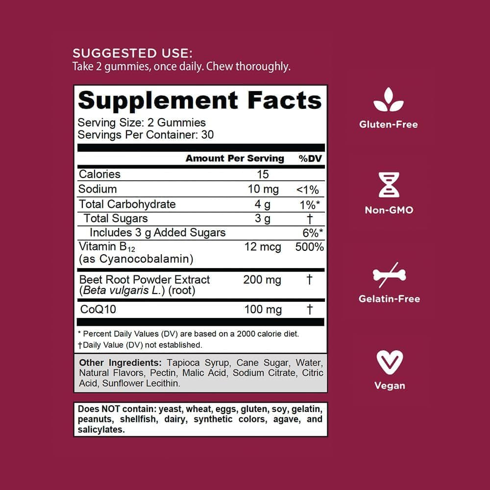 Goli Beets Cardio Gummies – 60 Gummies | Heart Health, Circulation & Energy Support
