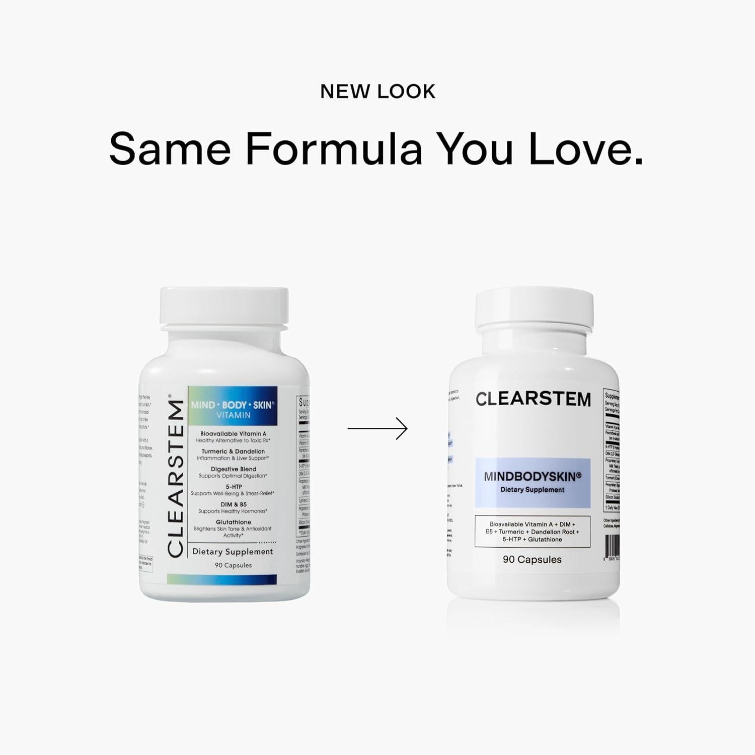 CLEARSTEM MIND·BODY·SKIN® Vitamin (with 5-HTP) – 90 Capsules | Hormonal Acne Relief, Mood Support & Clear Skin from Within