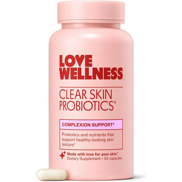 Love Wellness Clear Skin Probiotics – 30 Capsules | Gut-Skin Balance Supplement with Probiotics, Zinc & Chaste Tree for Clearer, Calmer Skin