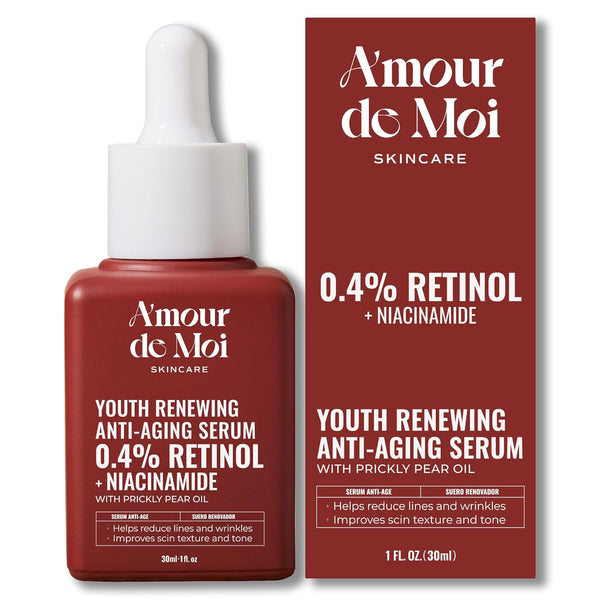 Amour De Moi Youth Renewing Anti-Aging Serum – 30ml | Retinol + Niacinamide for Smoother, Brighter, Younger-Looking Skin