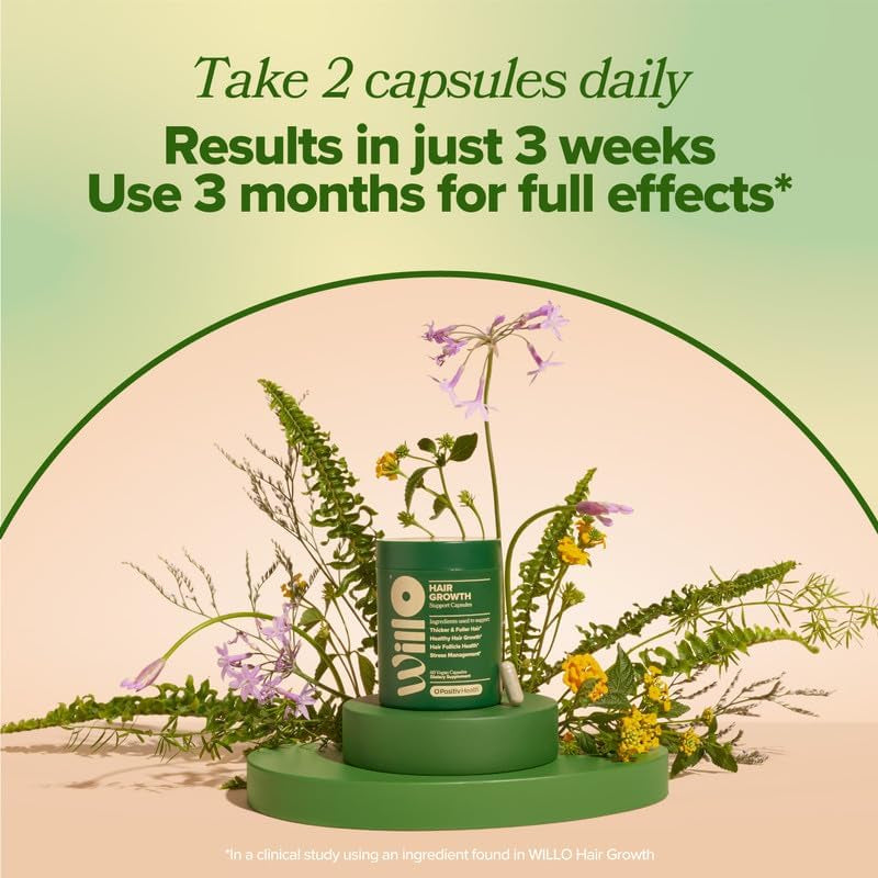 O Positiv Willo Hair Growth Support – 60 Capsules | Clinically Proven for Thicker, Fuller Hair in 3 Weeks