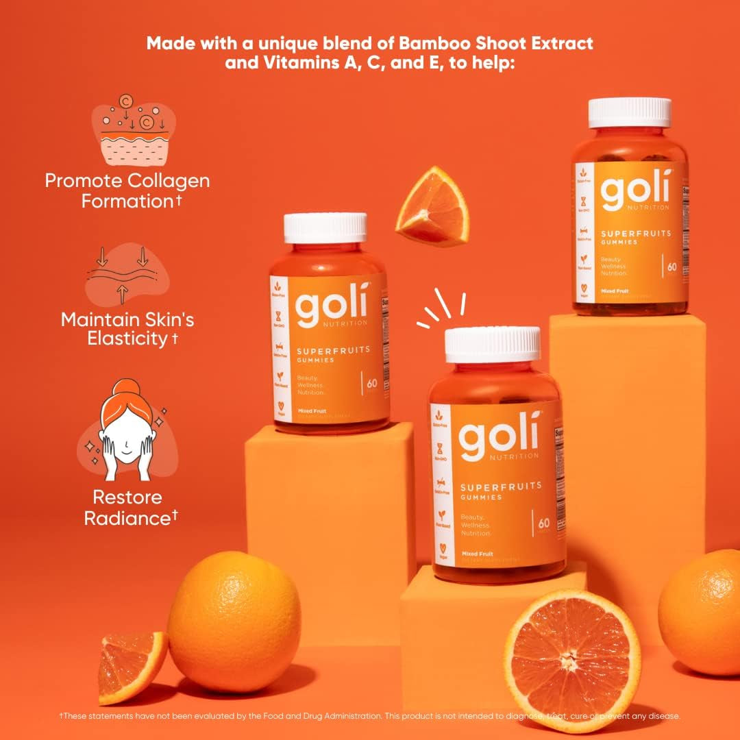 Goli Superfruits Gummies – 60 Gummies | Skin, Collagen & Immune Support with Antioxidants & Vitamin C