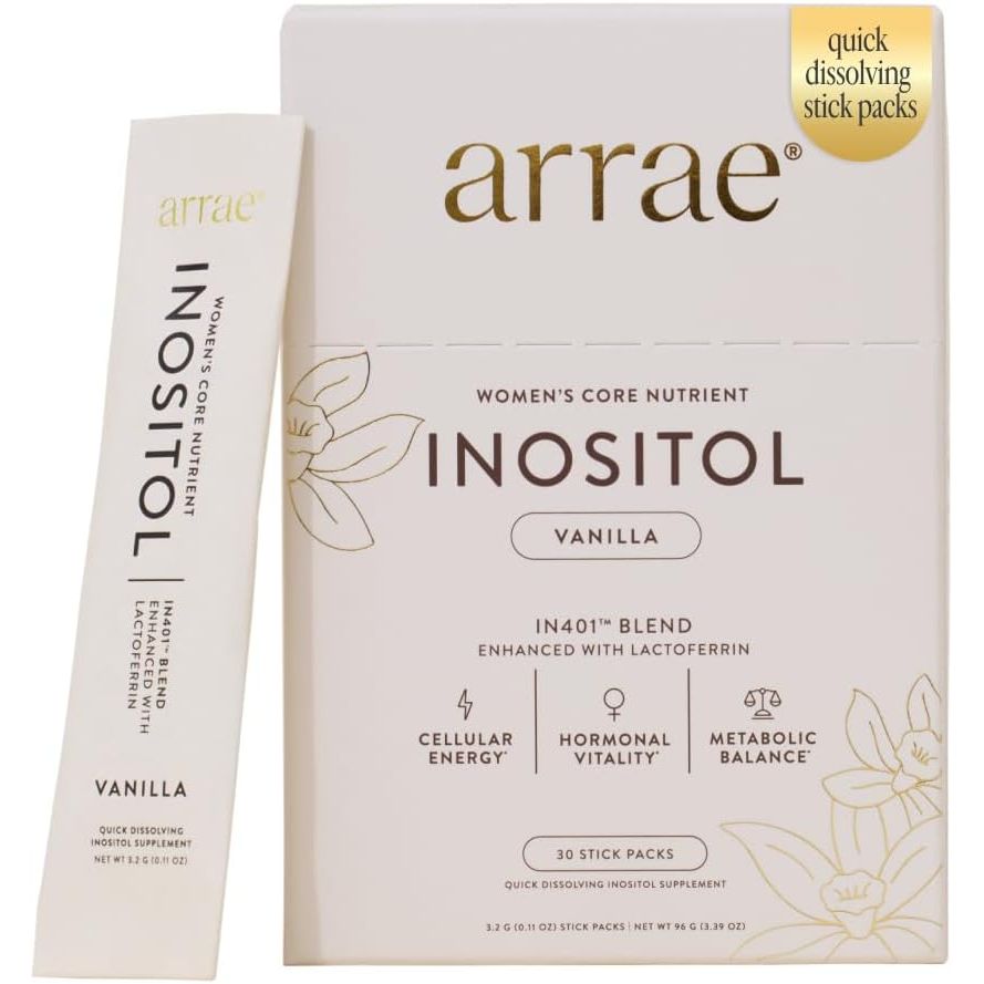 Inositol Supplement for Women - Supports Healthy Hormonal Balance, Regular Cycles, & Ovarian Health - 40:1 Myo & D-Chiro Raton with Lactoferrin & Folate - Vanilla Flavor - 30 Pack