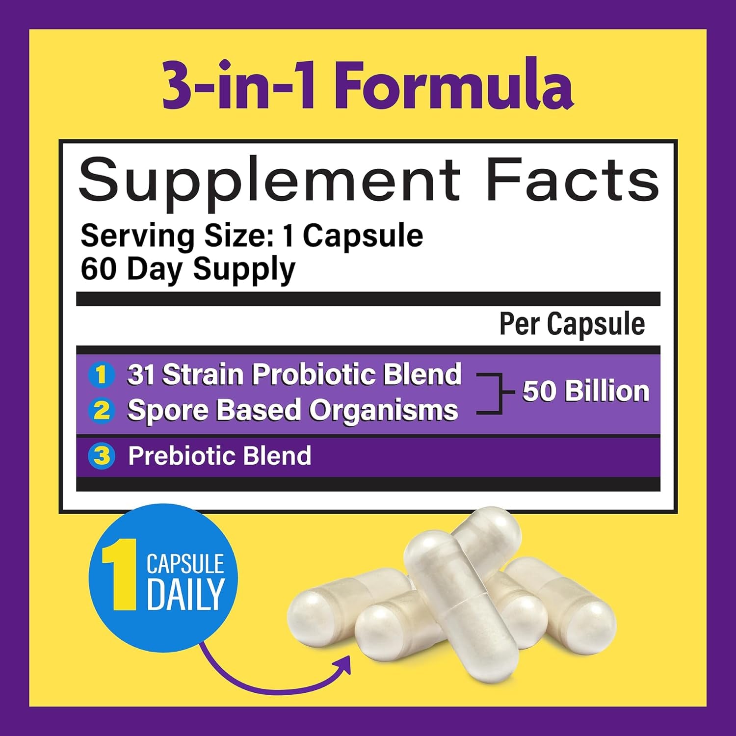 InnovixLabs Multi-Strain Probiotics – 60 Capsules | 50 Billion CFU | 31 Strains + Prebiotics | Gut Health, Digestion & Immunity for Women & Men
