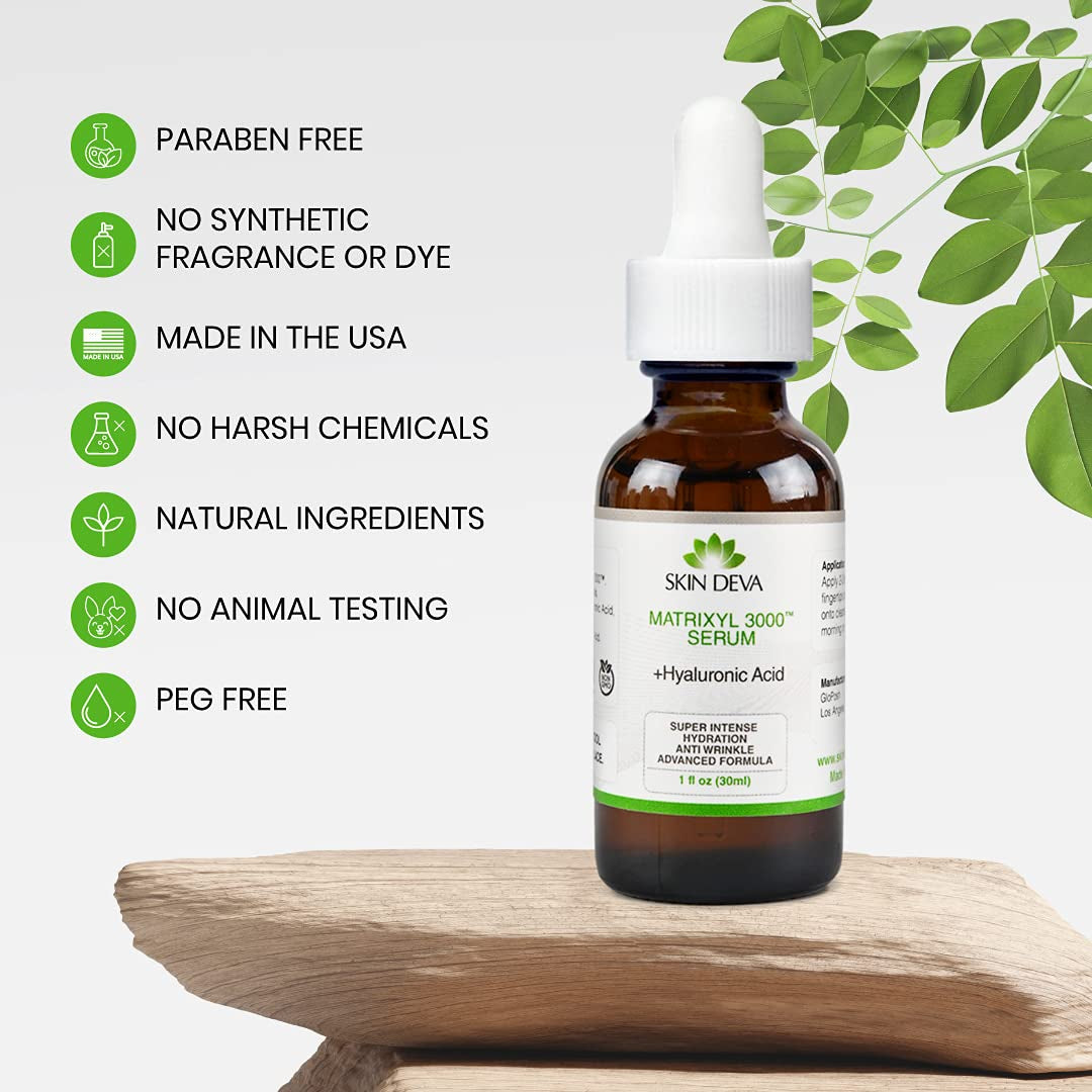 SKIN DEVA Matrixyl 3000™ Serum + Hyaluronic Acid – 30ml | Collagen-Boosting Anti-Aging Serum