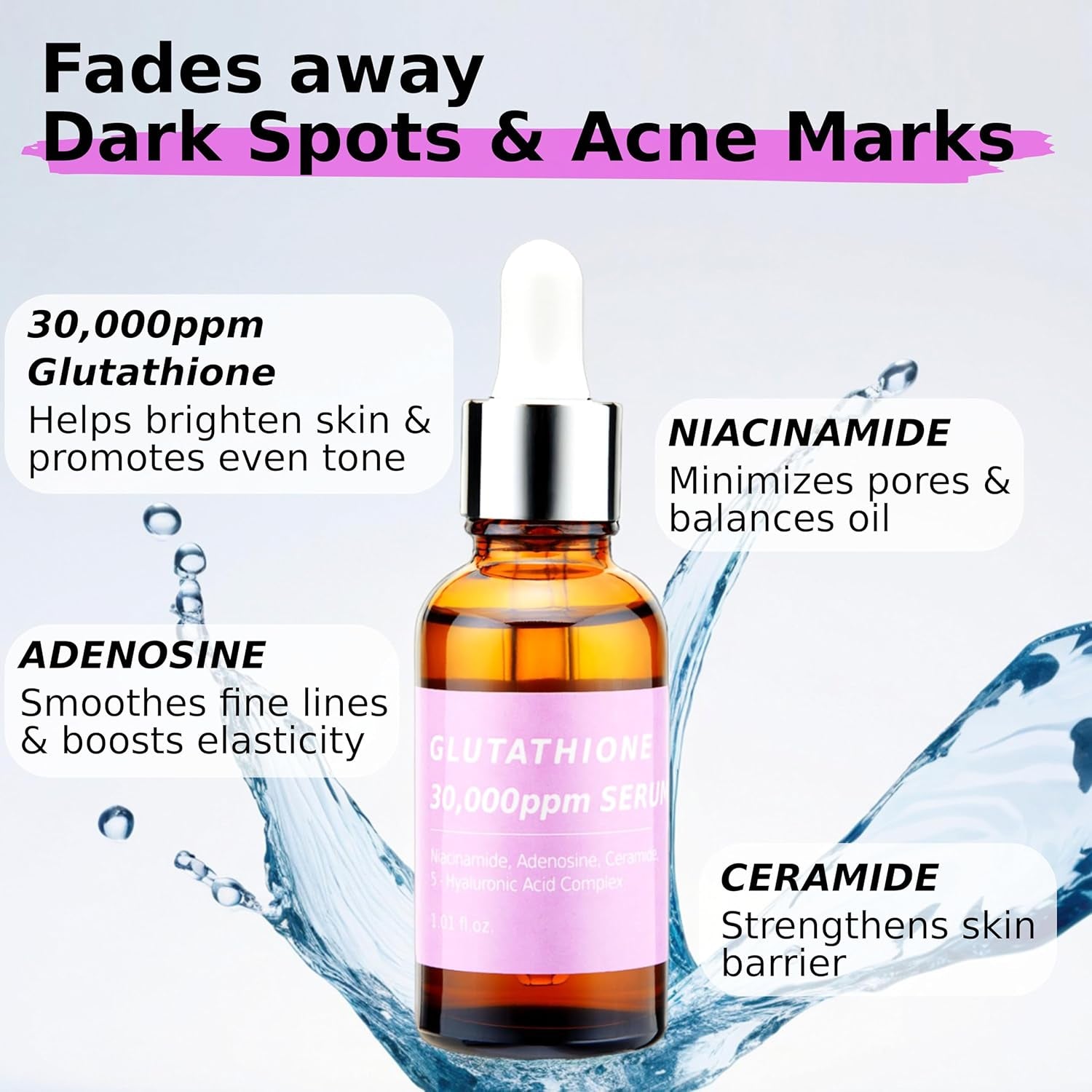 CELDYQUE Glutathione 30,000 ppm Serum – 30ml | Brightening, Hydrating & Dark Spot Care