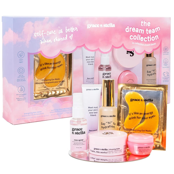 grace & stella The Dream Team Collection – 6-Piece Award-Winning Skincare Gift Set | Hydrating, Brightening & Revitalizing