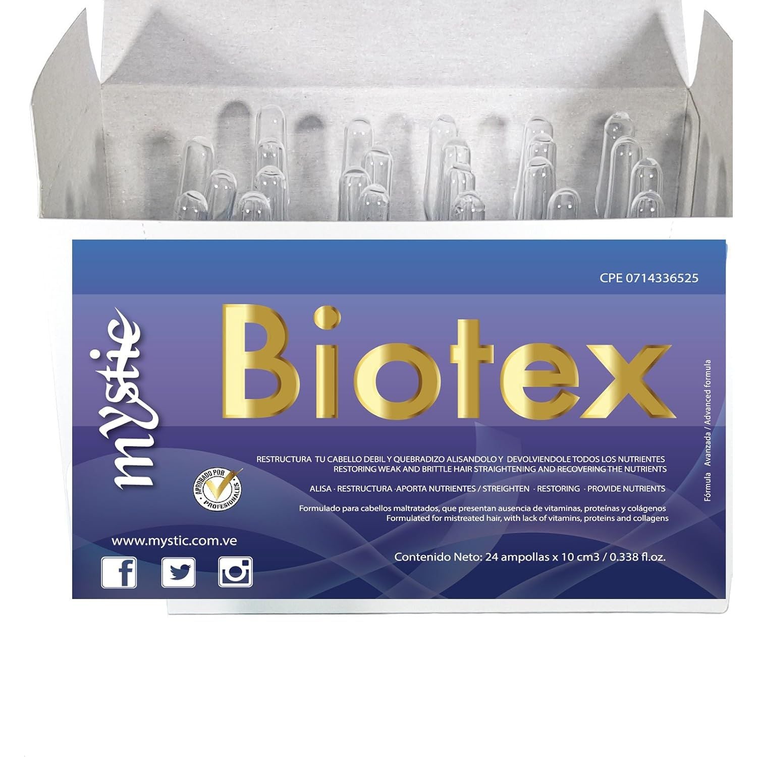 Kleravitex Mystic Biotex Ampoule – 24 x 10ml | Intensive Repair & Anti-Frizz Hair Treatment