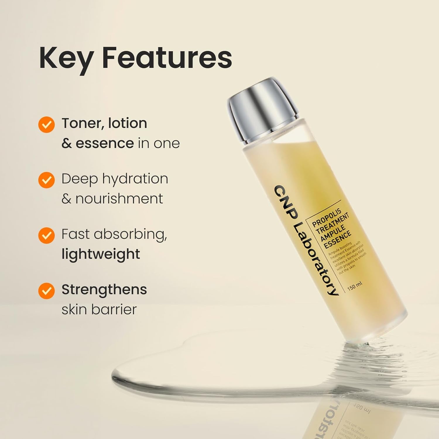 CNP Propolis Treatment Ampule Essence – 150ml | Hydrating, Soothing Korean Glass Skin Essence