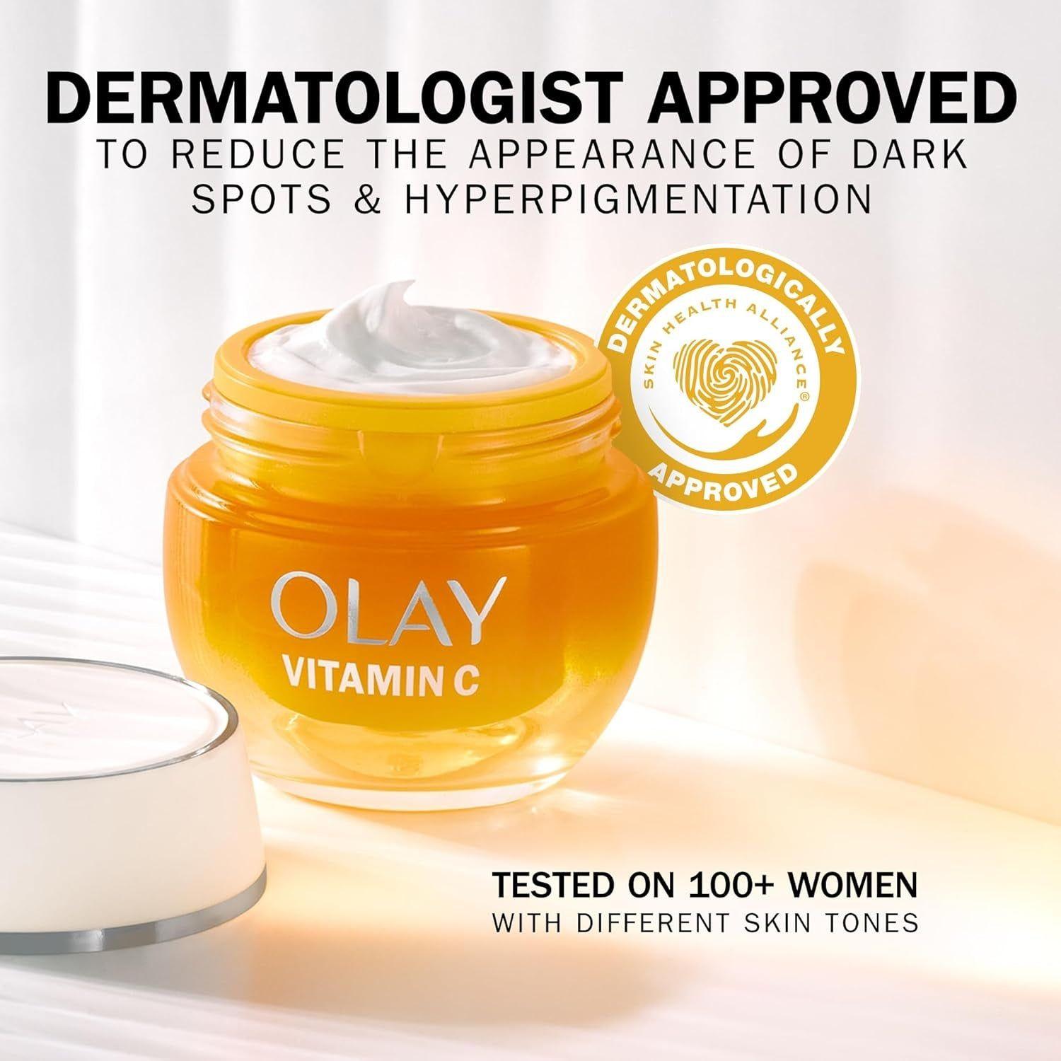 Vitamin C Face Moisturiser Day Gel Cream with AHA, Skincare with Niacinamide 99% Purity and Vitamin E Brightening Skin Care: Anti-Dark Spot Action, Evens, Hydrates Non-Greasy, Non-Sticky 50Ml