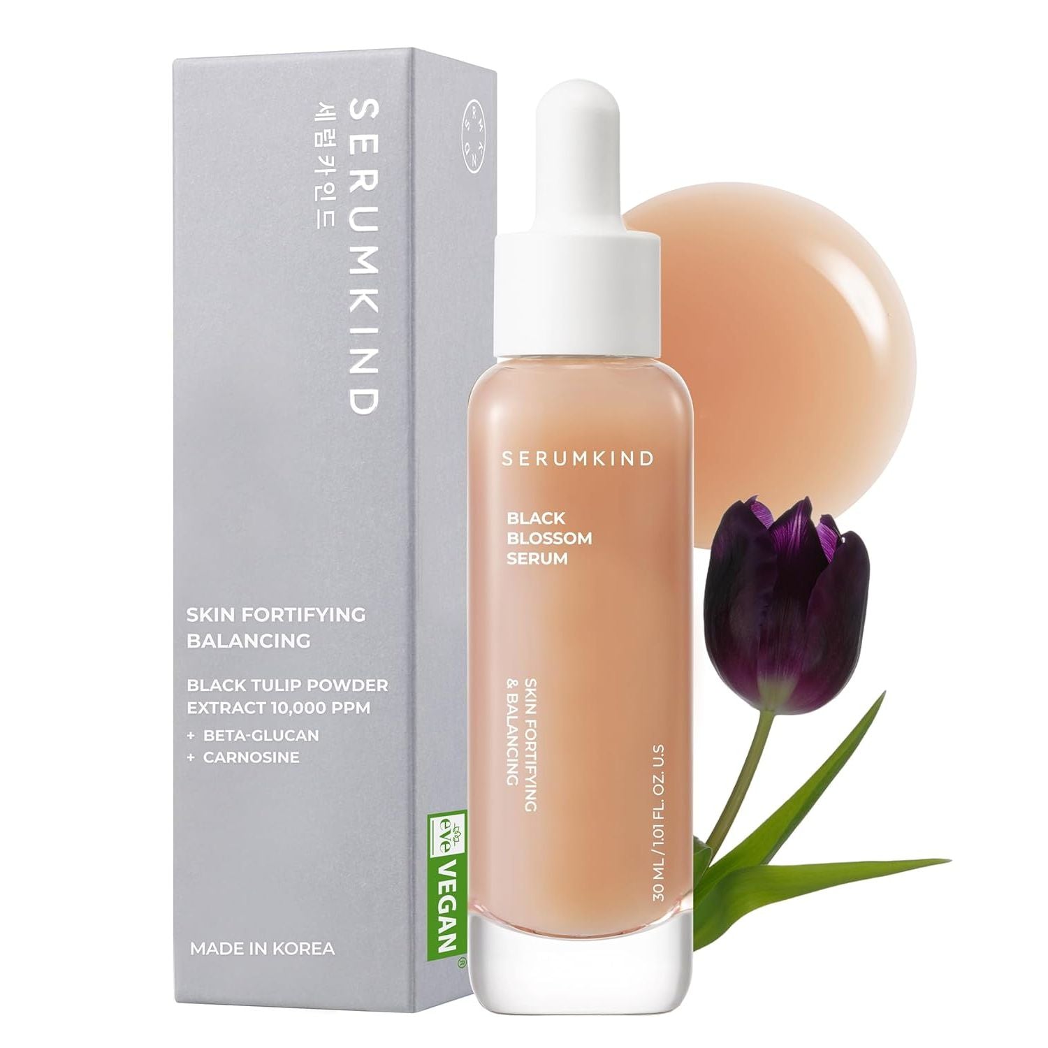 SERUMKIND Black Tulip Serum - Barrier Repair Antioxidant Korean Face Serum – Beta Glucan – Hydrating and Anti-Aging – Vegan, Cruelty-Free, Unscented – 1.01 Fl.Oz.