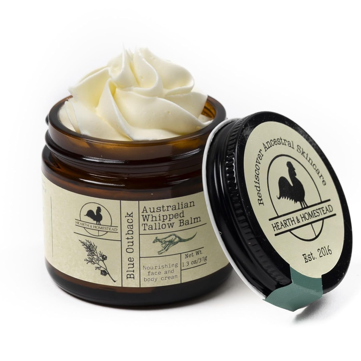 Hearth & Homestead Whipped Tallow Balm (Blue Outback) – 37g | Nourishing Australian Tallow with Emu & Sandalwood Oils