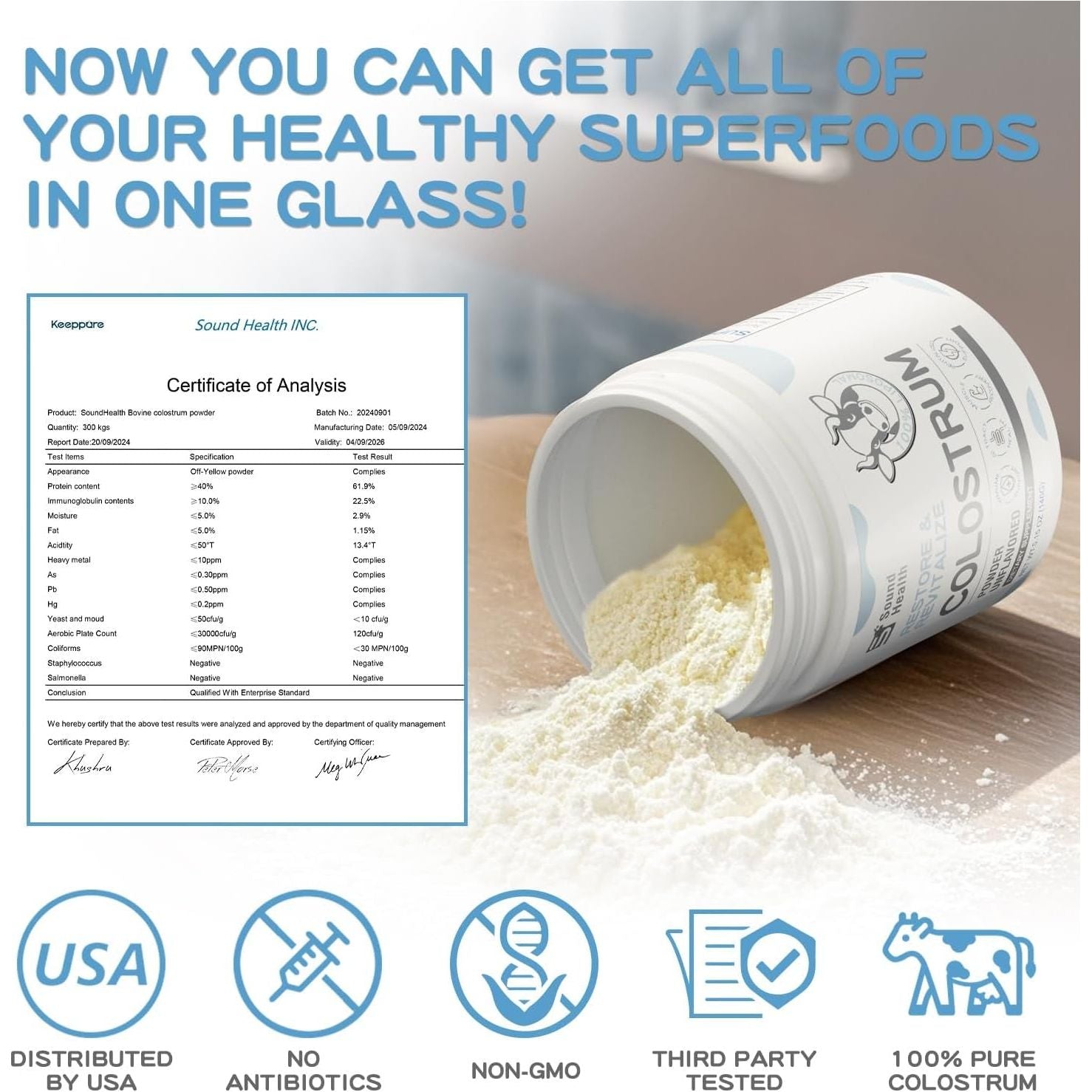 SoundHealth Restore & Revitalize Colostrum Powder – 146g | Immune, Gut & Muscle Recovery Support