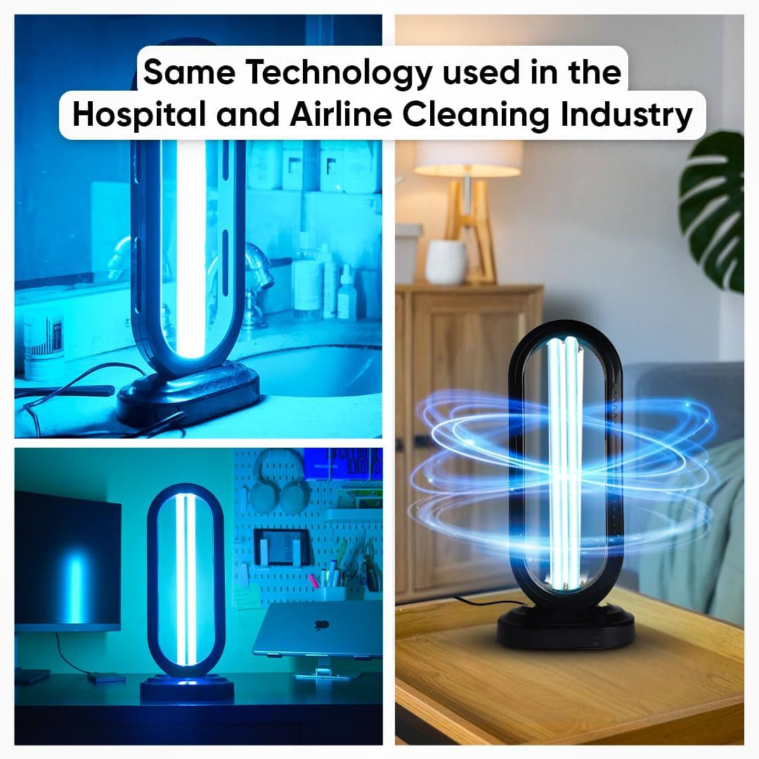 Swissklip +Swissker HaloUV Sanitizer | 360° UV Light Air & Surface Cleaner for Home & Office – Chemical-Free, Remote Controlled, 4 Timers