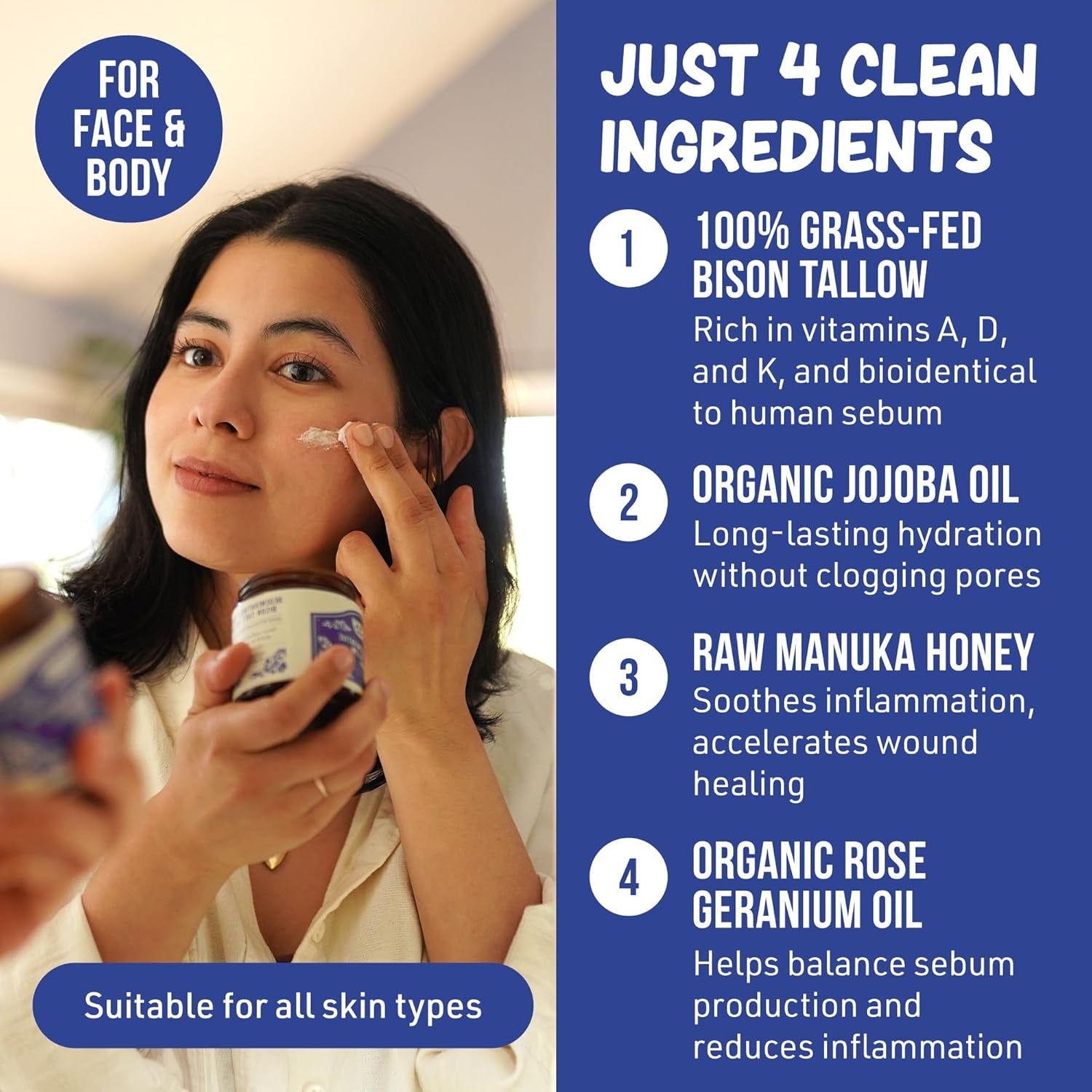 Grazly Whipped Regenerative Bison Tallow Balm (Rose) – 75ml | Soothing Hydration & Skin Renewal