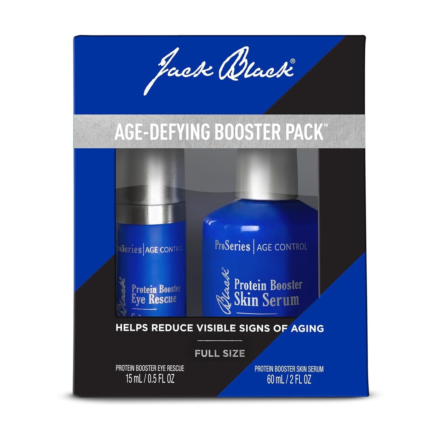 Jack Black Age-Defying Booster Pack | 2-Piece Set | Peptide-Powered Serum & Eye Rescue for Younger-Looking Skin
