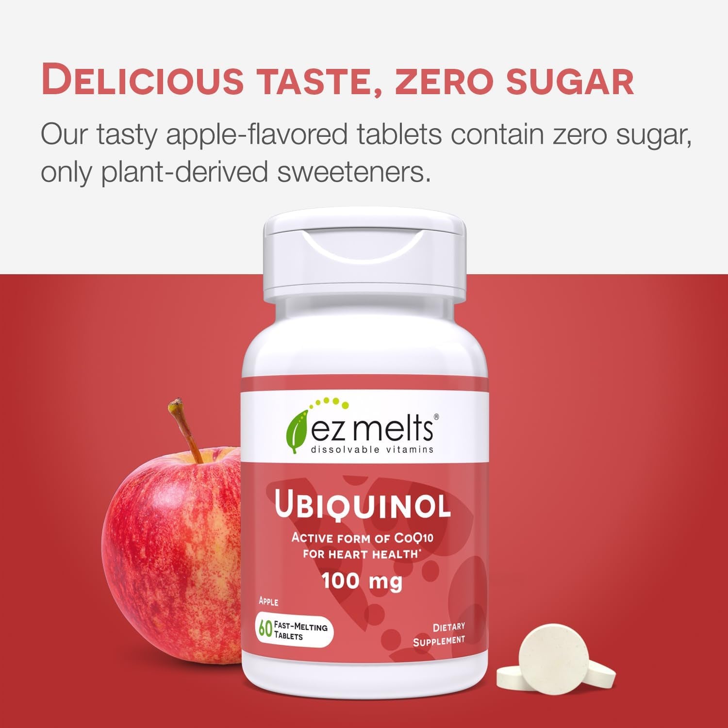 EZ Melts Dissolvable Vitamins Ubiquinol 100mg – 60 Tablets | Fast-Melting CoQ10 for Heart & Cellular Health