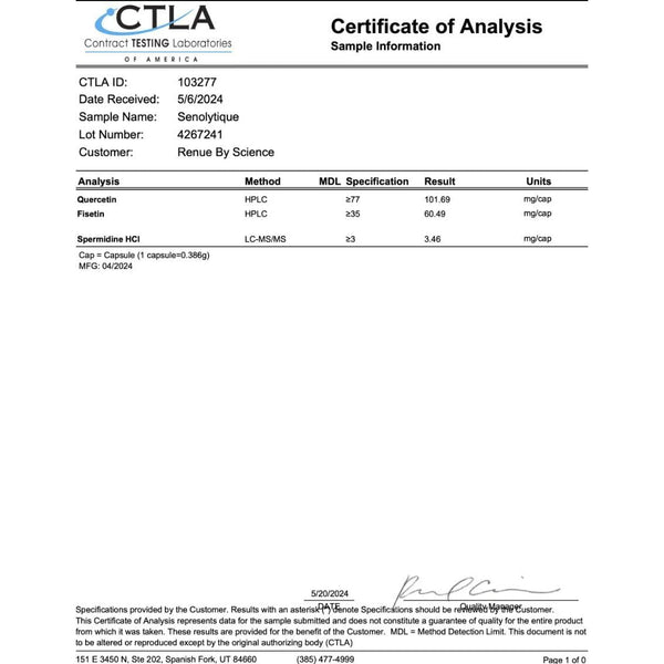 Renue By Science Senolytique Cellular Regeneration – 60 Capsules | Liposomal Support for Cellular Renewal & Longevity