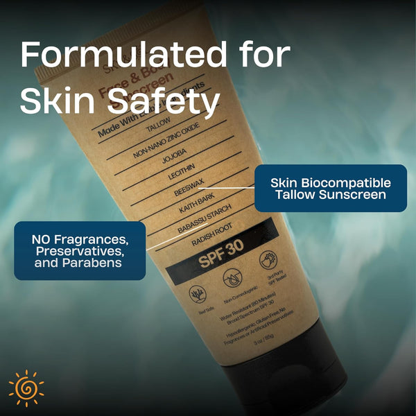 Sky and Sol Face & Body Sunscreen SPF 30 – 85g | Natural Tallow-Based, Reef Safe, Non-Toxic Sun Protection