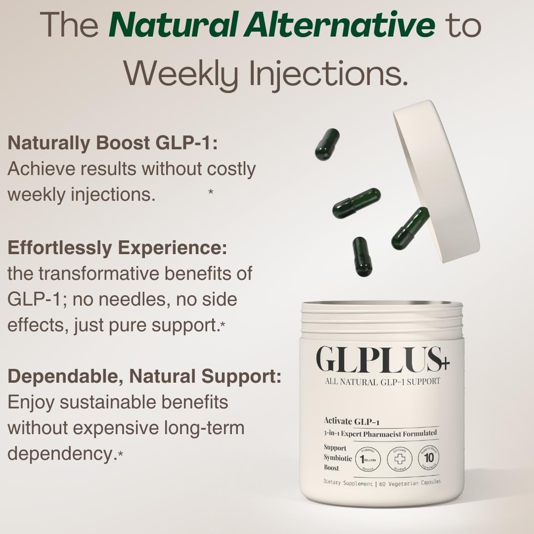 Plus+Ultra GLPlus+ All Natural GLP-1 Support – 60 Capsules | Appetite Control & Healthy Weight Management