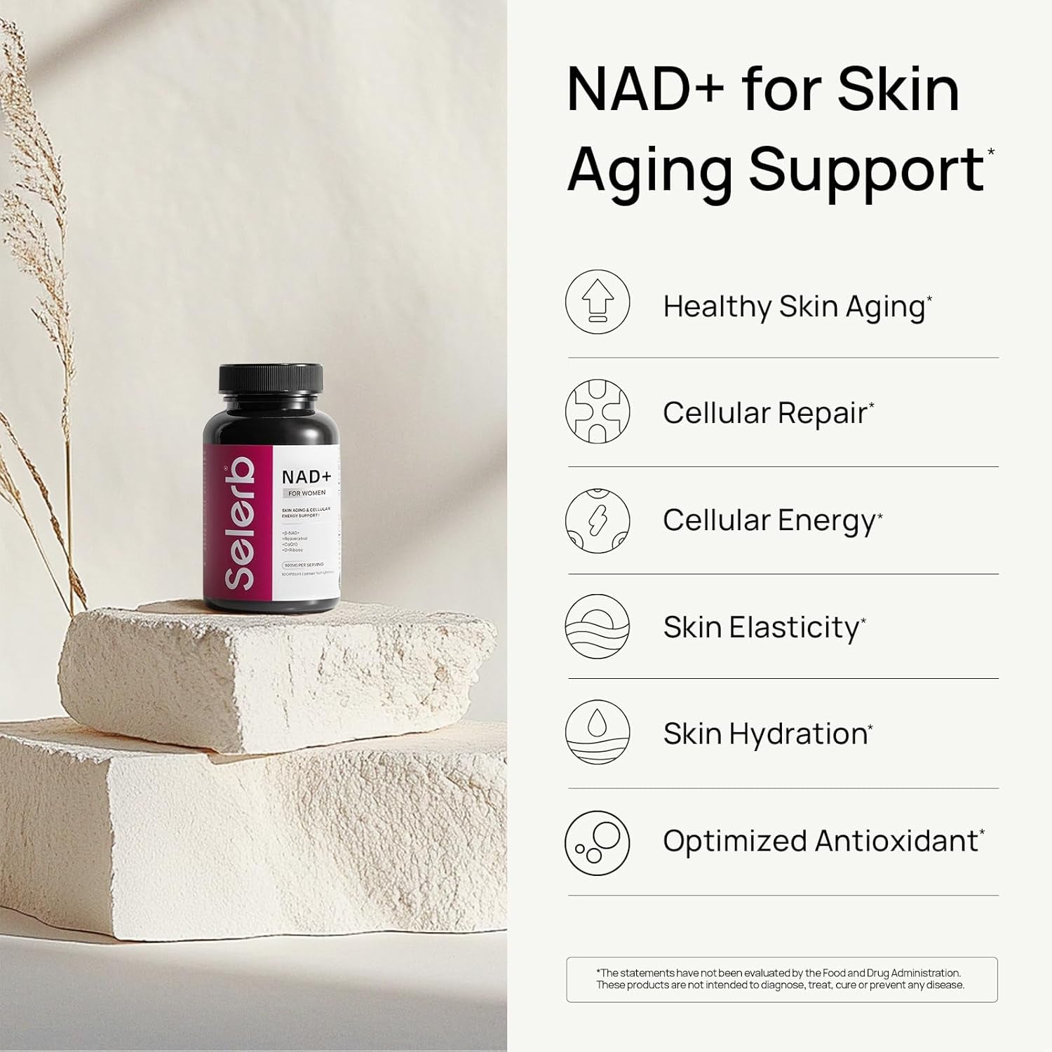 Selerb NAD+ for Women – 90 Capsules | Advanced Anti-Aging & Cellular Renewal Formula