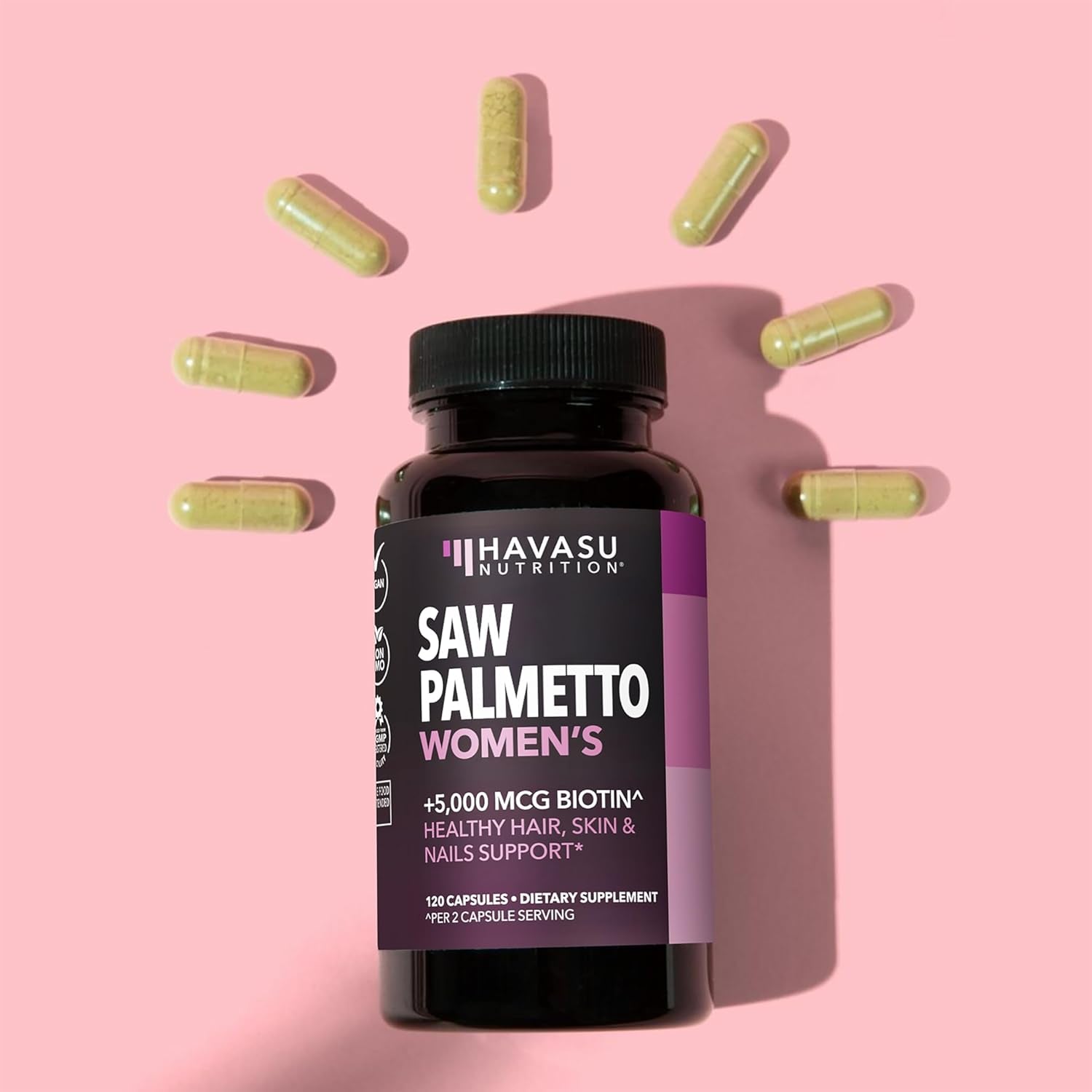 HAVASU NUTRITION Saw Palmetto Women’s – 120 Capsules | Hair, Skin & Nail Support with Biotin
