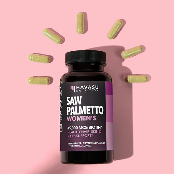 HAVASU NUTRITION Saw Palmetto Women’s – 120 Capsules | Hair, Skin & Nail Support with Biotin