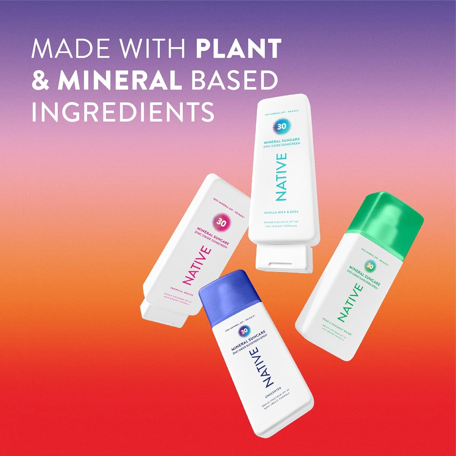 Sunscreen Lotion Unscented SPF 30, 100% Mineral SPF for Face & Body Broad Spectrum UVA UVB for Men & Women, Suitable for Sensitive Skin & Hawaii Compliant, Lightweight & No Residue, 7Oz