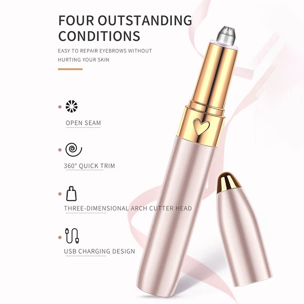 Lipstick Eyebrow Trimmer Pen – Painless Precise Shape