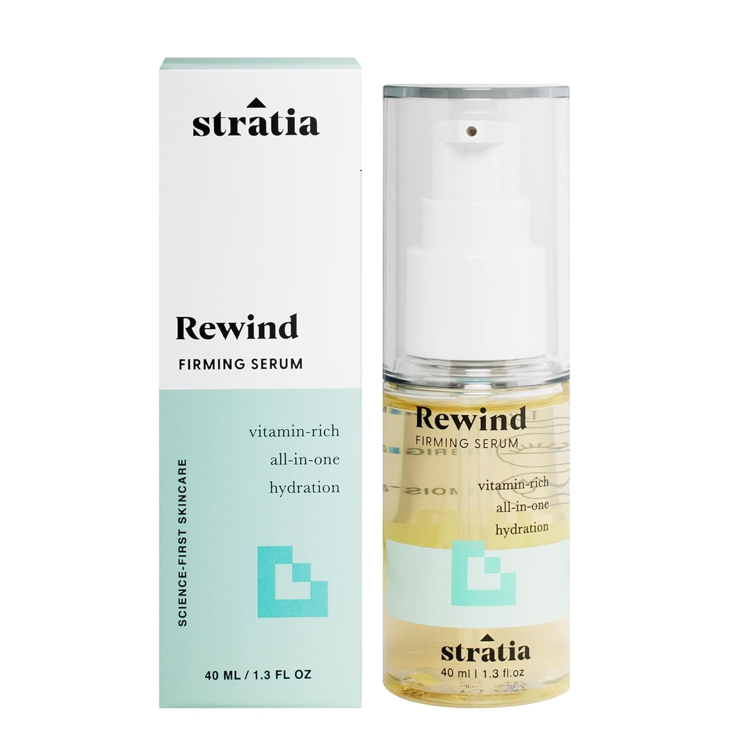 Rewind Firming & Hydrating Serum with Hyaluronic Acid & Niacinamide - Moisturizes & Evens Skin Tone with DMAE for Smooth, Plump Skin, 1.3 Fl Oz