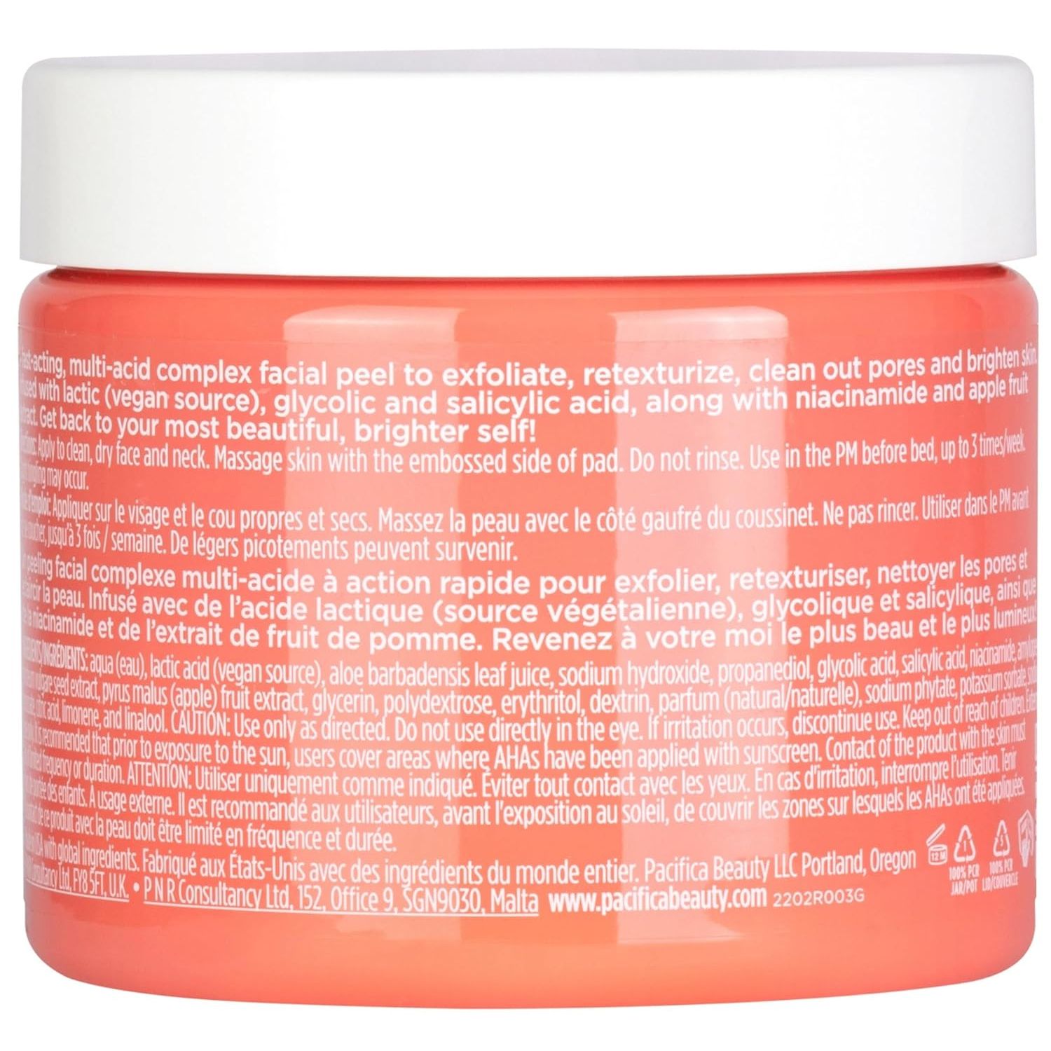 Pacifica Glow Baby Brightening Peel Pads 10% AHA + BHA - 60 Pads