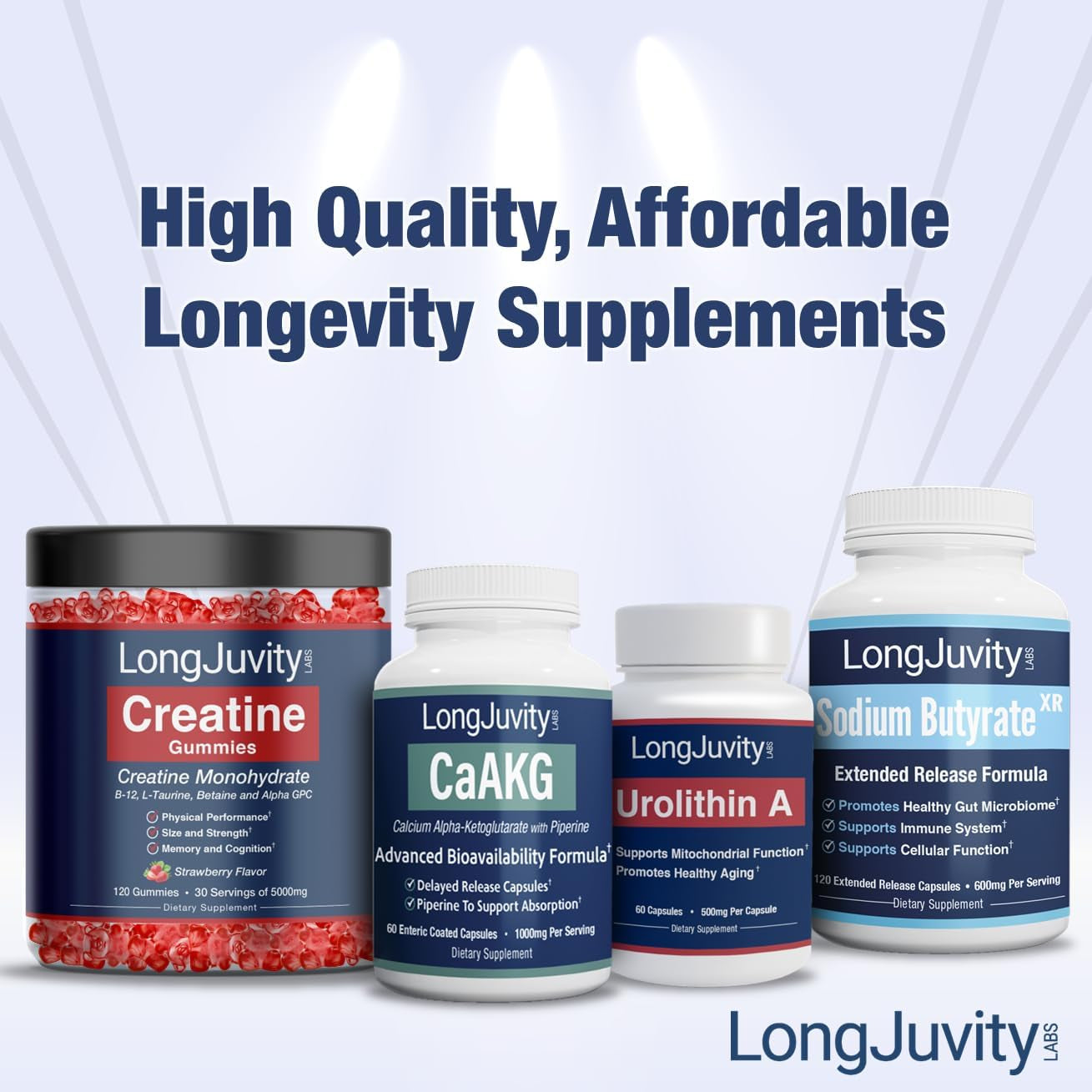 LongJuvity Labs Sodium Butyrate Supplement – 120 Capsules | Gut Lining Support, Microbiome Balance & Bloating Relief