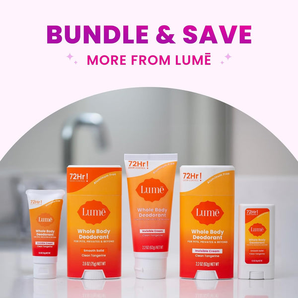 Lume Whole Body Deodorant - Invisible Cream (Clean Tangerine) - 85g (Pack of 2) 