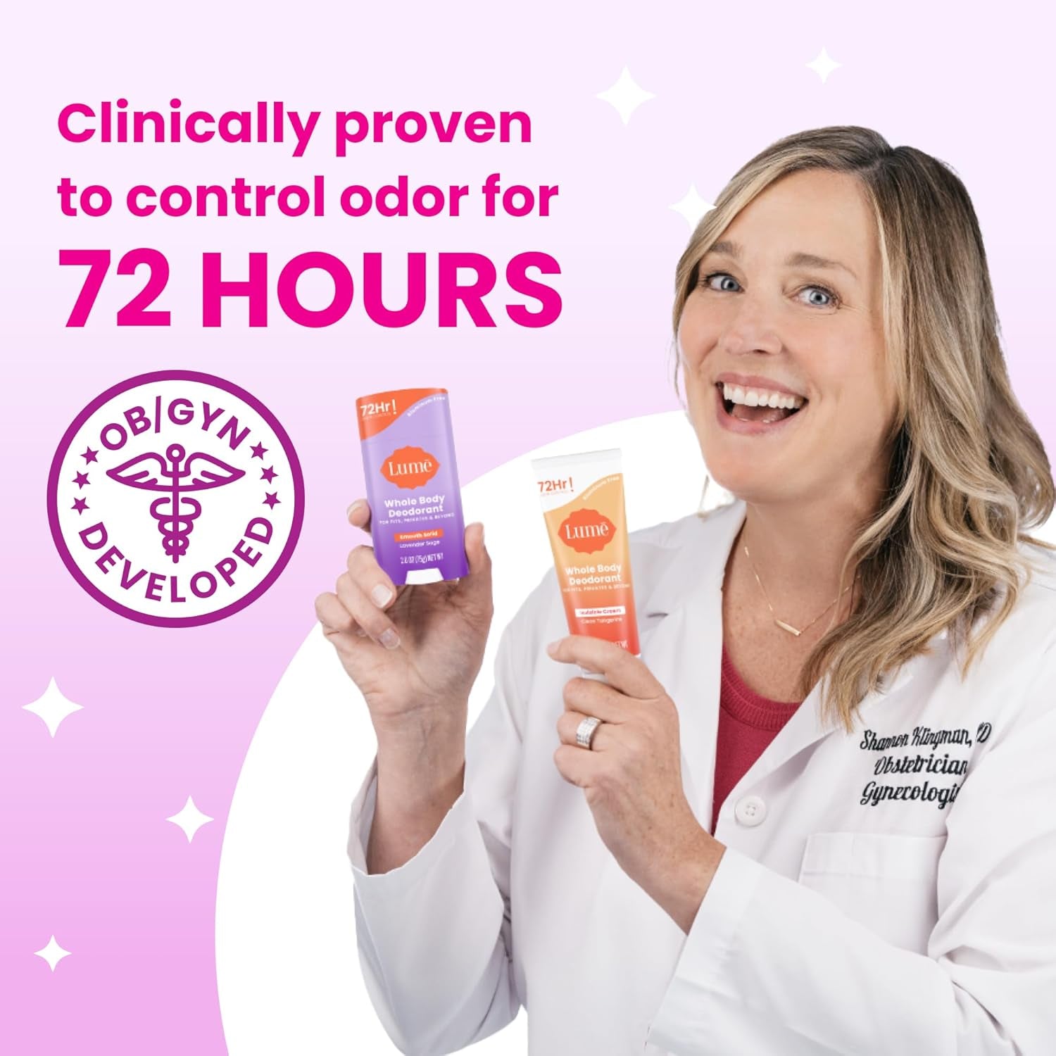 Lume Whole Body Deodorant - Invisible Cream (Clean Tangerine) - 85g (Pack of 2) 