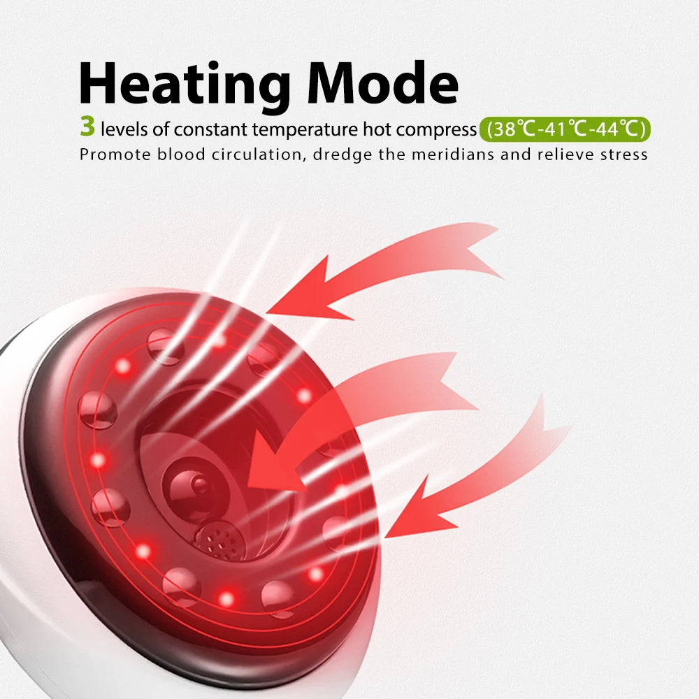 Intelligent Gua Sha Cupping Massager – LCD Display, Hot Compress & Red Light for Meridian Therapy