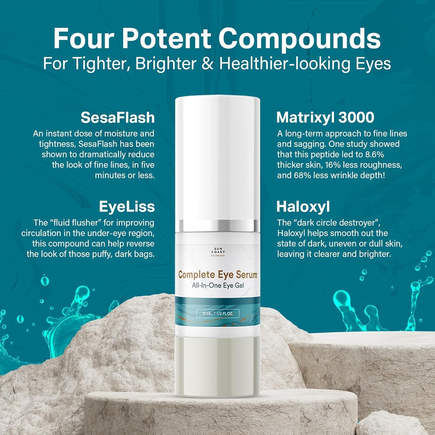 Sun Coast Sciences Complete Eye Serum – 15ml | All-In-One Eye Gel