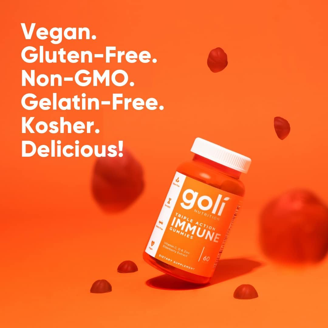 Immune Vitamin Gummy - 60 Count - Elderberry, Vitamin C, D & Zinc, Vegan, Non-Gmo, Gluten-Free & Gelatin-Free, Pack of 1
