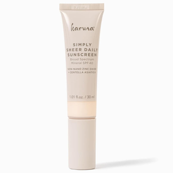 Karuna Simply Sheer Daily Mineral Sunscreen SPF 40 – 30ml | Glow Booster (Peach) | Illuminating, Color-Correcting SPF for Dull & Uneven Skin