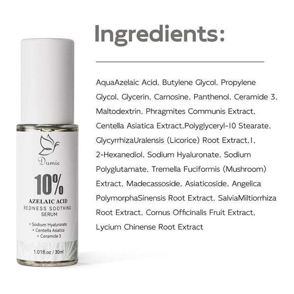 Dumie 10% Azelaic Acid Redness Soothing Serum – 30ml | Calms Redness & Strengthens Skin Barrier