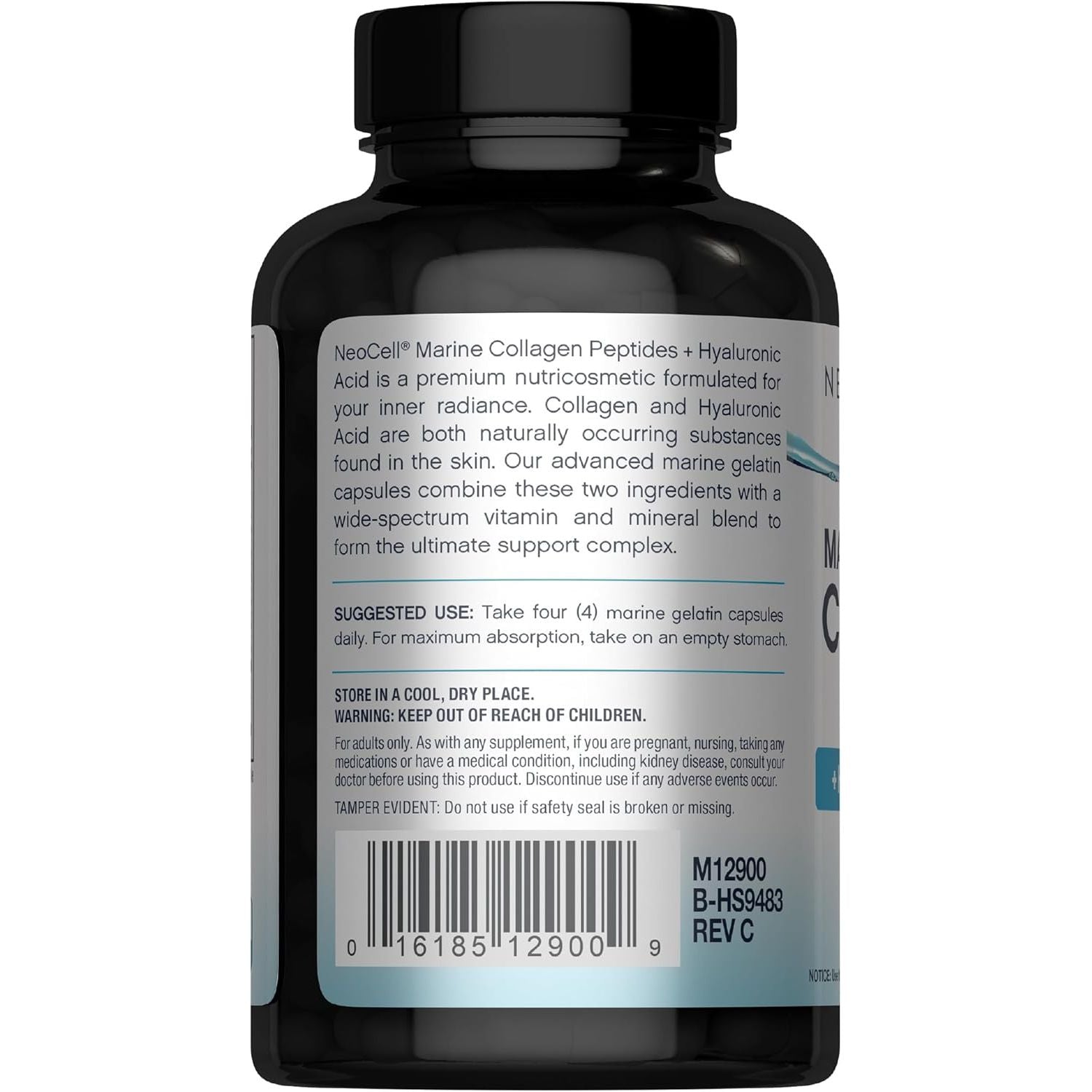 Marine Collagen Peptides Capsules | 120 Pills | with Hyaluronic Acid | plus Vitamin C | for Women and Men