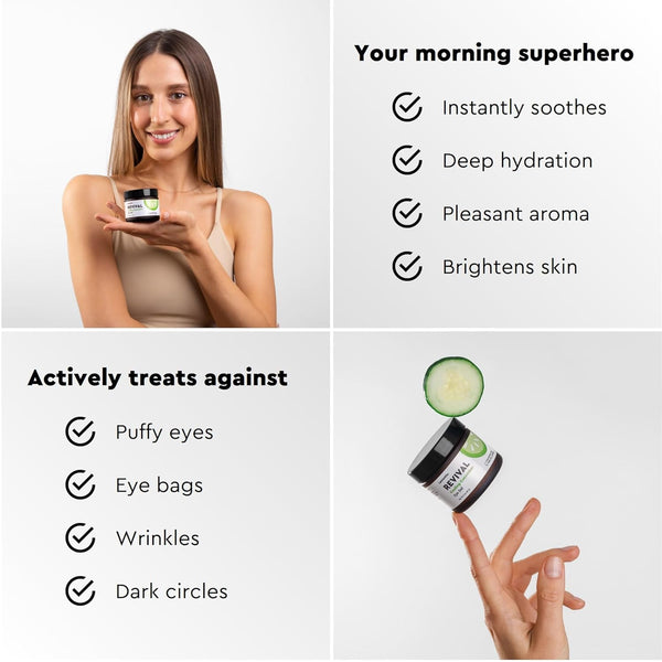 Laurentiu Revival Cooling Cucumber Eye Gel – 57g | Puffiness, Dark Circles & Fine Line Treatment with Caffeine & Hyaluronic Acid