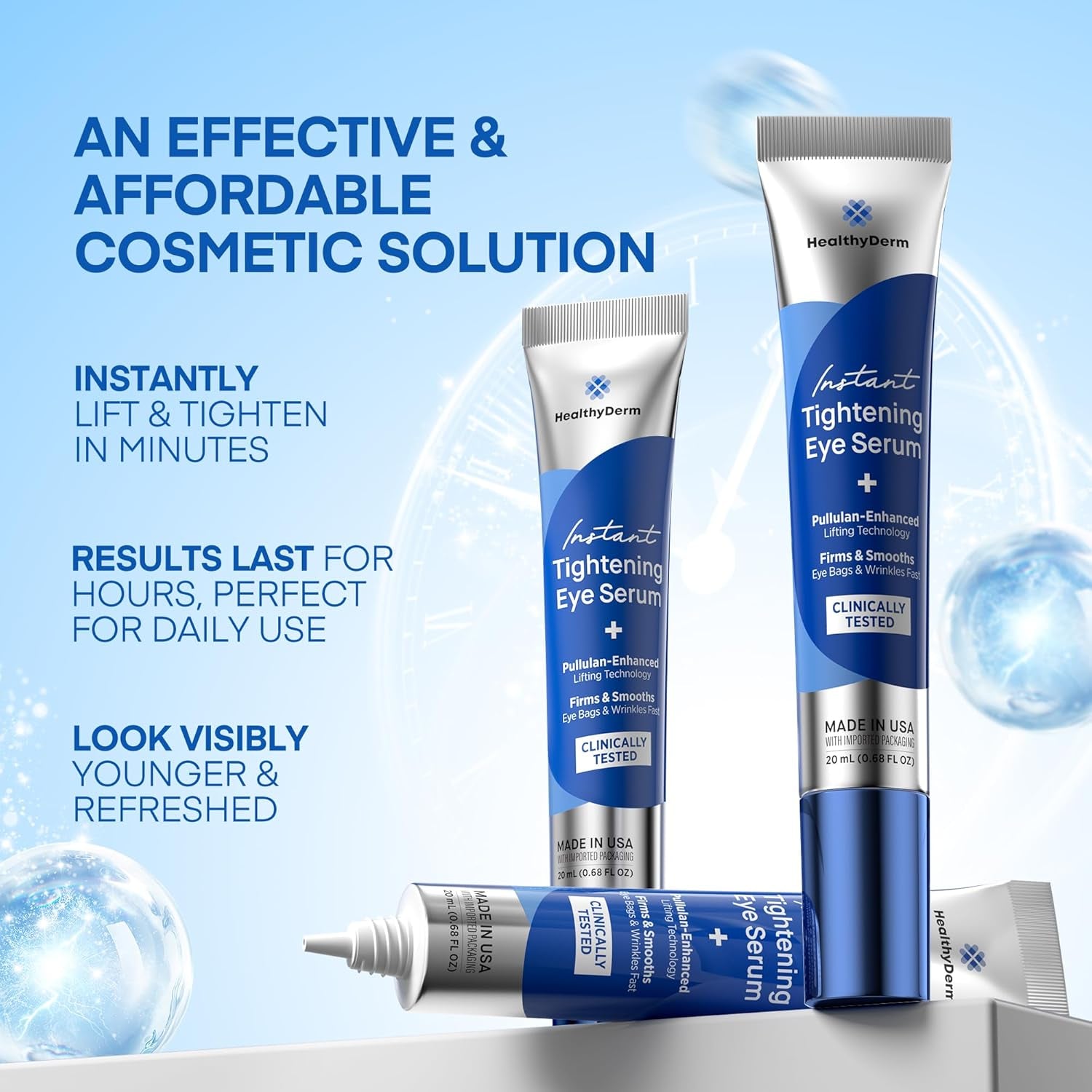 HealthyDerm Instant Tightening Eye Serum + Pullulan Enhanced Lifting Technology – 20ml | Instant Eye Lift & Wrinkle Smoother