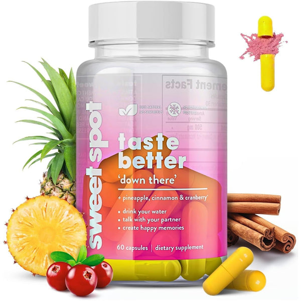 TASTE THE SWEET SPOT Taste Better – 60 Capsules | Daily Feminine Probiotic with Pineapple & Cranberry for Intimate Wellness & pH Balance