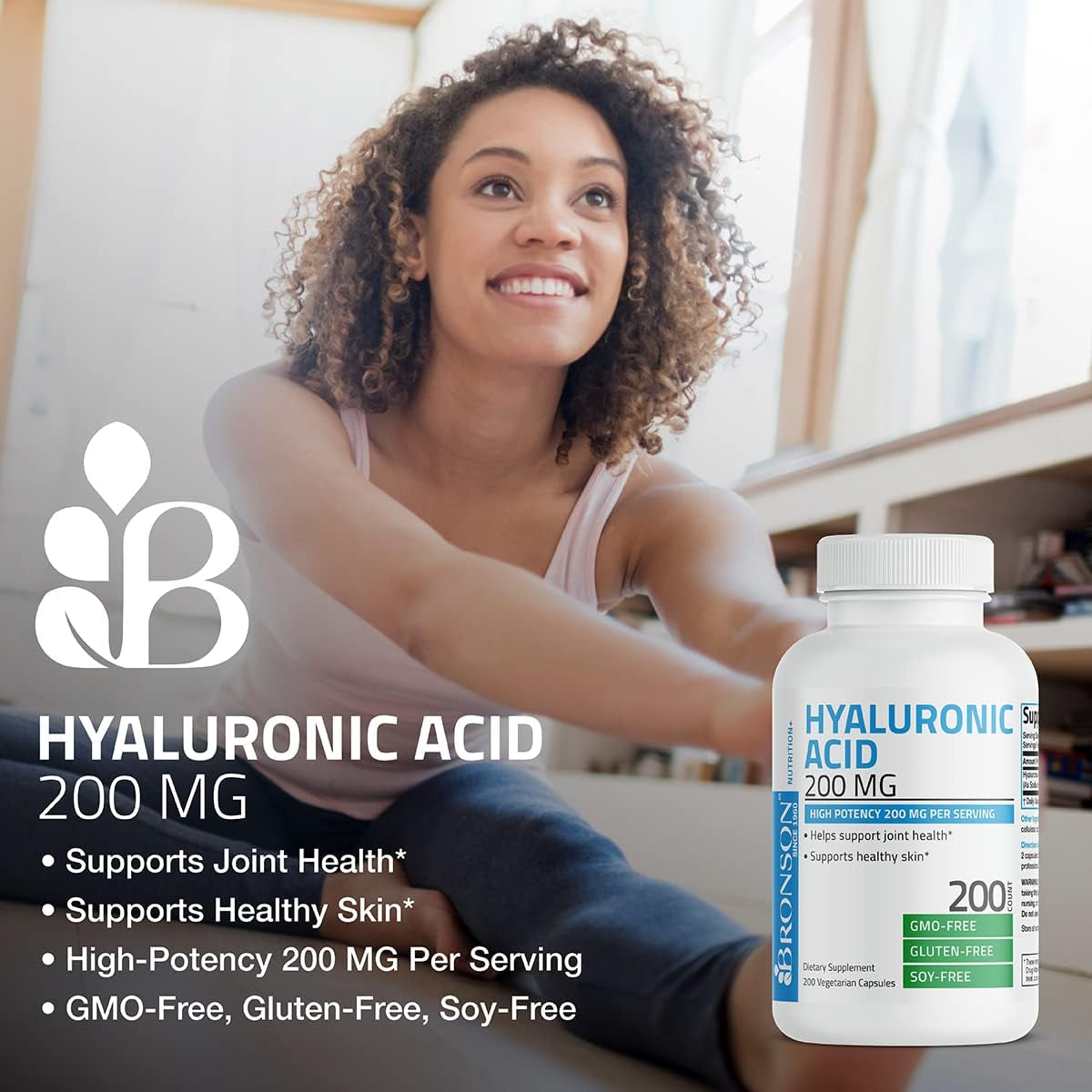 Bronson Hyaluronic Acid 200MG - 200 Capsules