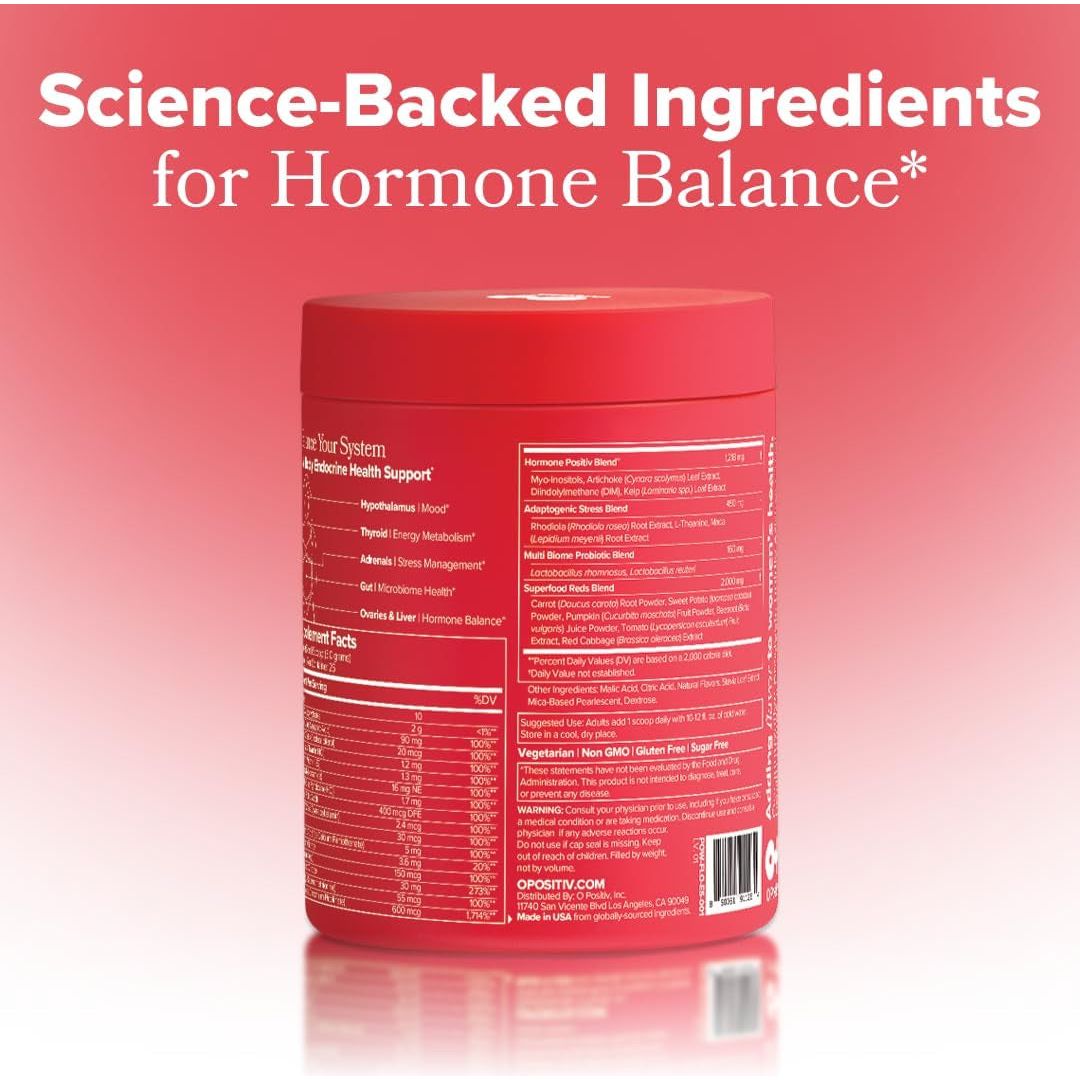 O Positiv FLO Women’s Endocrine Superfood Powder – 25 Servings | Daily Hormonal Balance & Stress Support with Rhodiola, DIM, Probiotics & Myo-Inositols